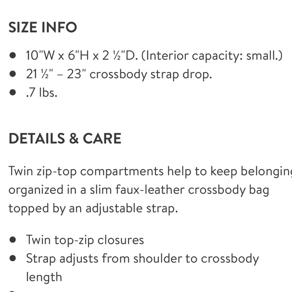 Kia Double ZIP Faux Leather Crossbody Bag - Picture 7 of 8